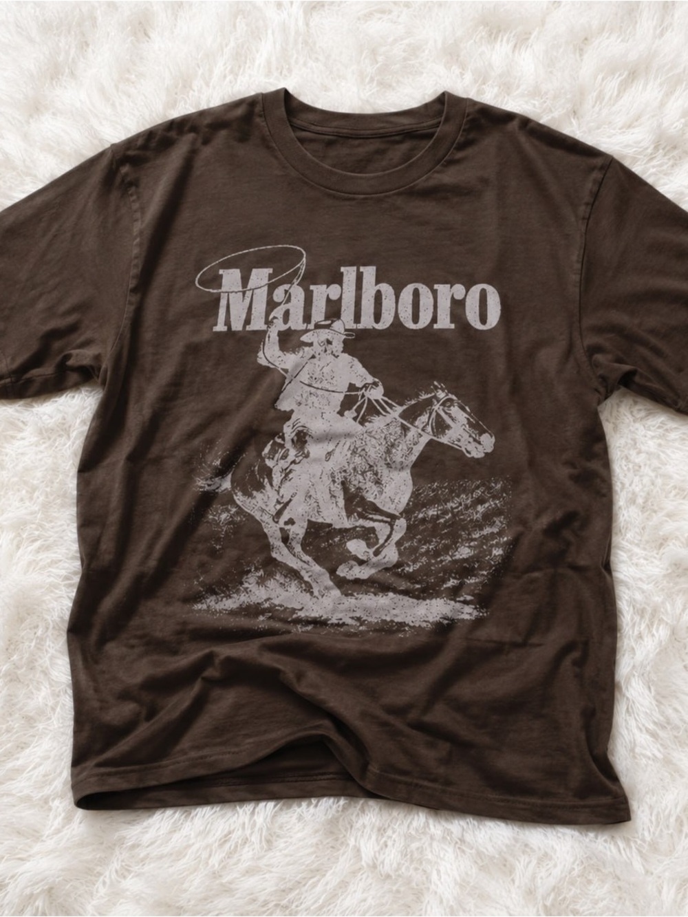 Marlboro Brown Short Sleeve Tee with Cowboy Gildan Graphic